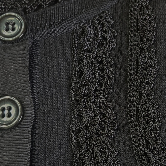 Colour Works Black Cardigan Sweater lightweight form fitting size Small NWT - Picture 5 of 10